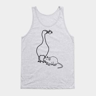 Goose Steals Crown From Rat Minimal Line Drawing Tank Top